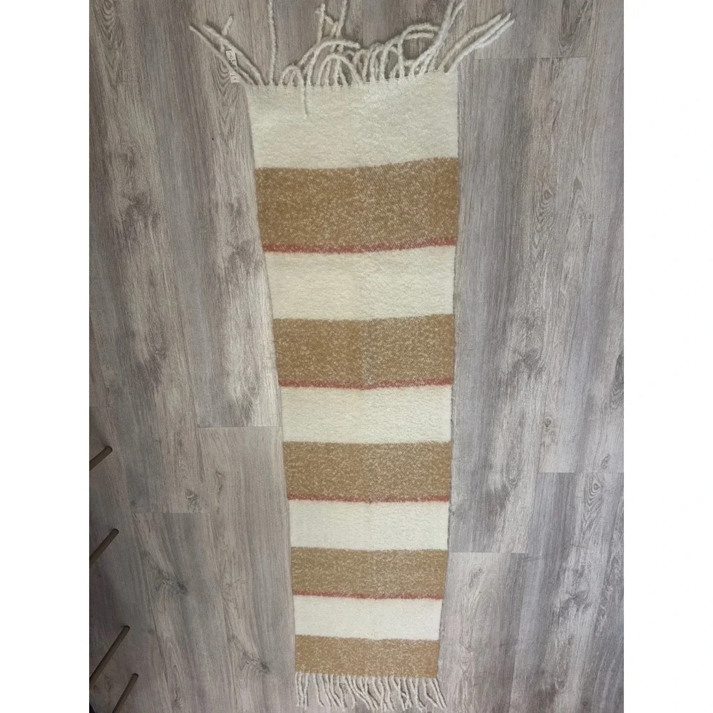 Madewell Striped Brushed Scarf Cream‎ Tan Rust NWT